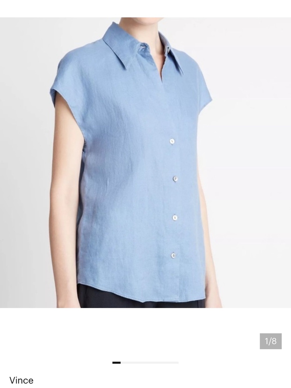 Vince Powder Blue Cap Sleeve Button-Front Shirt